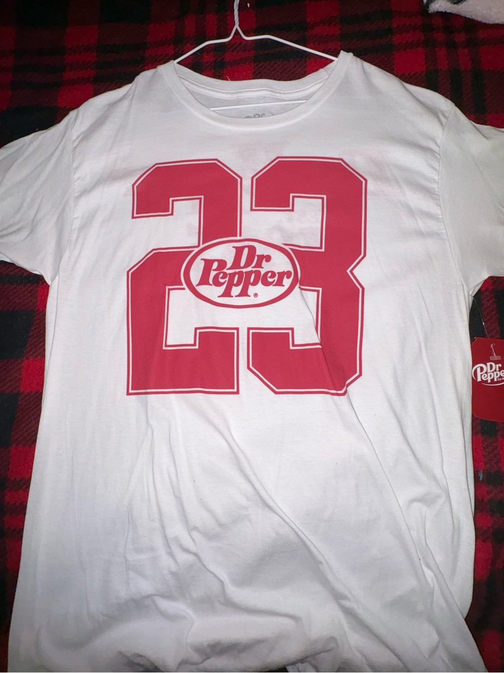 Dr Pepper White Short Sleeve Tee with Red '23' Graphic